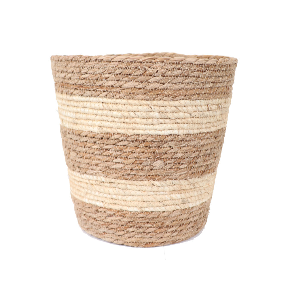 #2 - Jute Woven Basket Pot - Striped